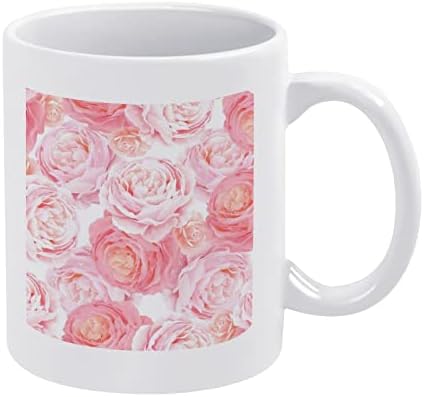 צבע אלגנטיות ורדים ורדים ספל קרמיקה ספלי קפה לבן דפוס כוס תה מודפסת עם ידית