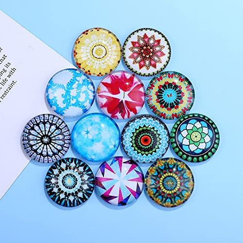 200 חתיכות פסיפס מודפס זכוכית כיפת קרושונים מעורב צבע פרח דפוס חצי עגול מלאכות פסיפס אריחי תמונה