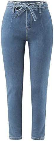 סקייה ג'ינס מזדמן מכנסי מכנסי מותרים גבוהים מכנסי שרוך דקיקים של מכנסי ג'ינס מכנסי ג'ינס ג'ין לנשים