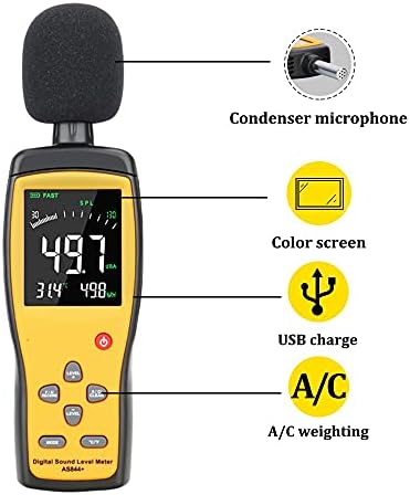 SJYDQ דיגיטלי רמת רעש רמת מד דציבלים בודק שמע 30 ~ 130 DBA צבע LCD תצוגת רכב מיקרופון DB METER