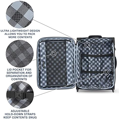 טרוולפרו מקסליט 5 סופטסייד ניתן להרחבה זקוף 2 מזוודות גלגלים, מזוודה קלת משקל, גברים ונשים, שחור,