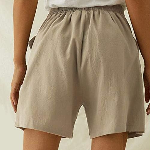 בקרת בטני נשים מכנסיים קצרים במותניים גבוהים מכנסי פשתן כותנה מכנסיים קצרים כותנה רופפת מכנסיים