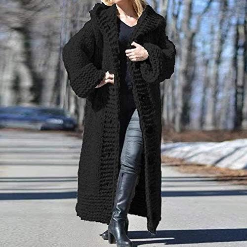 סוודרים של קרדיגן לנשים מעיל ארוך ארוך מוצק גדול