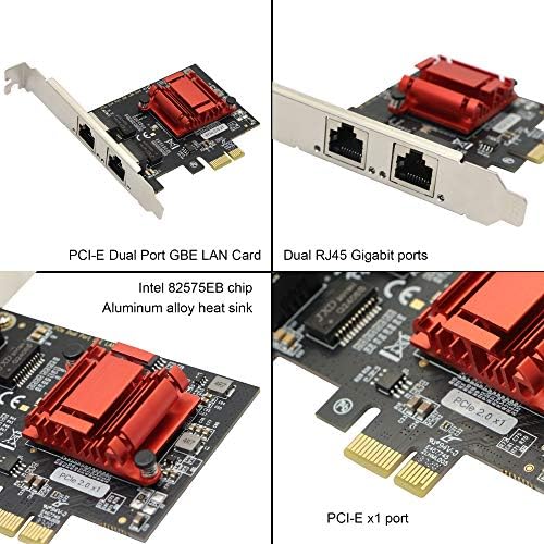 יציאה כפולה gigabit ethernet מתכנסת PCI-E X1 כרטיס, 2x RJ45 Gigabit Network Network מתאם מתאם,
