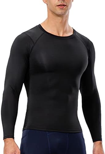 חולצות דחיסה אתלטיות לגברים חולצות אימון שרוול ארוך קירור חדר כושר יבש תחתיות חולצת טריקו ספורט
