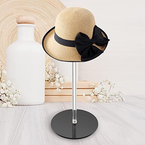 12 אינץ כובע תצוגת מחזיק מעמד אקריליק עגול משכים עבור תצוגת כובע שעון תכשיטי פאה סטנדר, שחור כובע / כובע