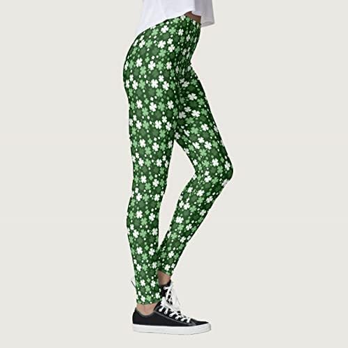 חותלות של יום פטריק סנט פטריק סנט פטריק לנשים מכנסי טייץ 'שמרוק ירוקים מכנסיים מותניים גבוהים הדפס נמתח מכנסי