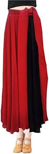 נשים אדומות שחורות שני חצאית מקסי של שיפון שיפון משכבות ארוכות לבטן לספרד ספרד צוענית ביצועים צילום