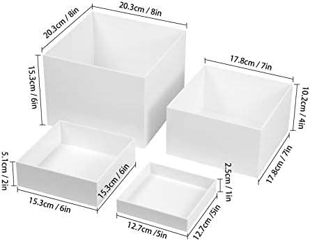 KCGANI לבן קוביית קוביית קוביית קוביית קוביית עמדות, 5 צדדים מקננים קופסאות קופסאות אקריליות,
