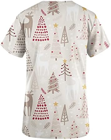 חולצות לחג המולד של נשים חולצות שרוול קצר מצחיק קרצוף חג חמוד