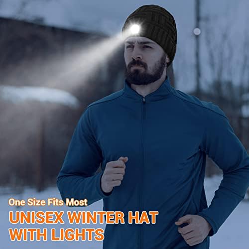 כובע כפה של Greenever LED עם אור - מפלגות גרב לגברים מתנות כובע פנס יוניסקס חורף סרוג כובעי פנס מוארים
