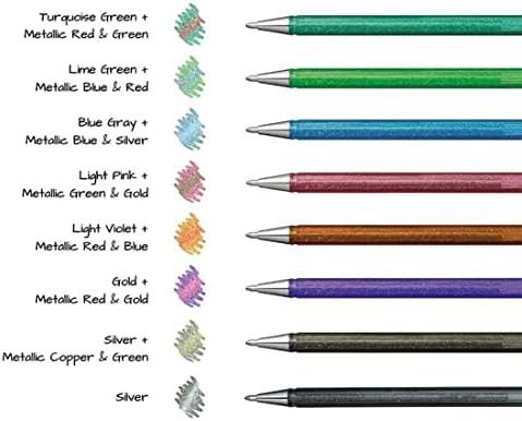 פנטל היברידי - עטים מתכתיים כפולים - עטים גלוליים של ג'ל נוזלי - K110 - צבעים שונים - סט של 8