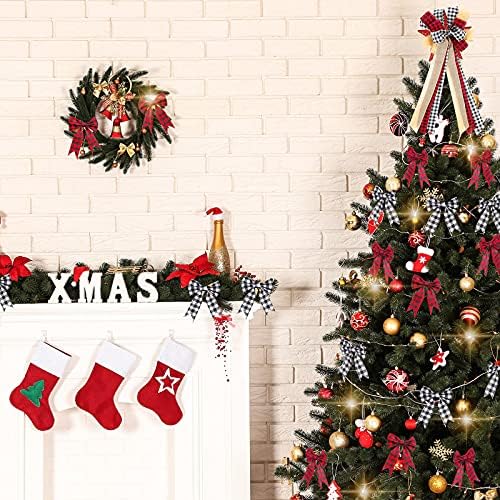 עץ חג המולד קשת קשת עם נחל 30 x 13 אינץ 'עם 12 חתיכות 4.3 x 6.3 אינץ