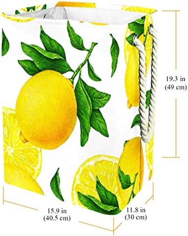 מאפולו כביסת פירות הדר צהוב לימון מתקפל פשתן כביסה אחסון סל עם ידיות להסרה סוגריים גם מחזיק