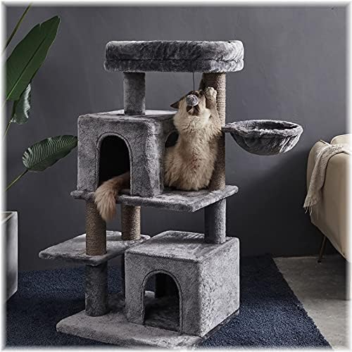 45 סנטימטרים רב-רמת חתול מגדל, חתול עץ, רצפה לתקרה חתול עץ עם סיסל-מכוסה מגרד הודעות, מרופד פלטפורמה, ערסל ודירה,