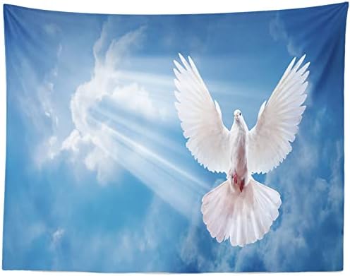בלקו 5 * 3 רגל בד יונת שלום רקע רוח הקודש ציפור ישו המשיח רקע בהיר שמיים תכלת שמיים עננים לבנים