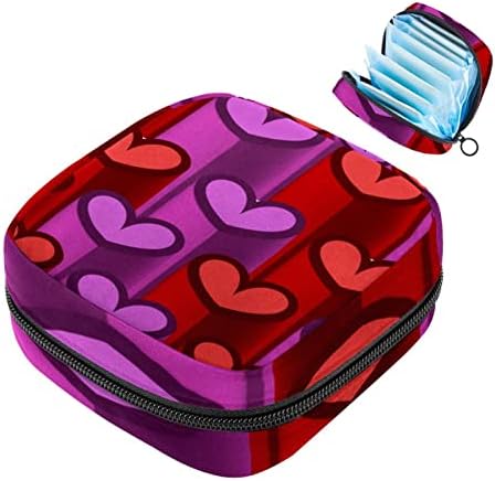שקית אחסון מפיות סניטרית סגולה דפוס אהבה אדום אדום תקופת נשים כיס סניטרי שקית אחסון טמפון שקיות רוכס