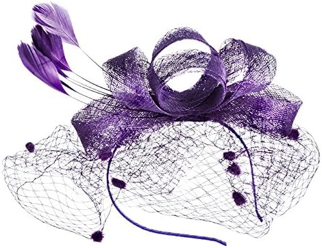 מסיבת תה של Napoo כובעי כובע פילבוקס רשת פרחים ונוצות כובע כלות בריטי כובע חתונה מפלגת המסיבה.