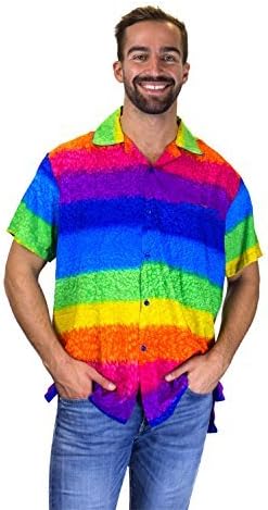 חולצה הוואי פאנקית לגברים שרוול קצר קשת קשת קשת קשת אופקית, צבעונית