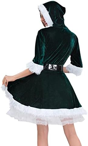 תחפושת לחג המולד של סנטה סנטה לנשים עם שמלת ברדס שמלות מיני קטיפה קטיפה קטיפה קוספליי סנטה קלאוס בגדים מפוארים