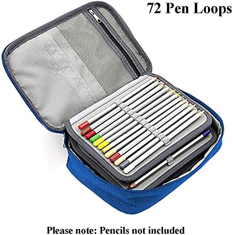 עיפרון תיק עט 72 חריצי עט עפרון גדול מארז קיבולת גדולה שקית עיפרון שקית עיפרון עם תא לניתוק כחול