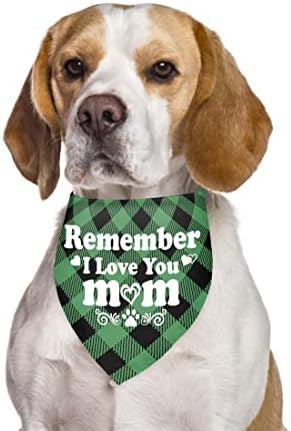 זכור אני אוהב אותך אמא כלב בנדנות, כלב אמא מתנות לנשים, ירוק משובץ לחיות מחמד צעיף אביזרים,