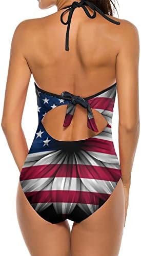 ארה ב דגל חמניות נשים חתיכה אחת בגד ים צווארון בגדי ים בגד ים