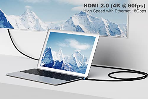 כבל HDMI 10ft HDMI 2.0, מהירות גבוהה עם Ethernet 18GBPs, החזרת שמע, וידאו 4K p HD, 1080p 3D, תמיכה