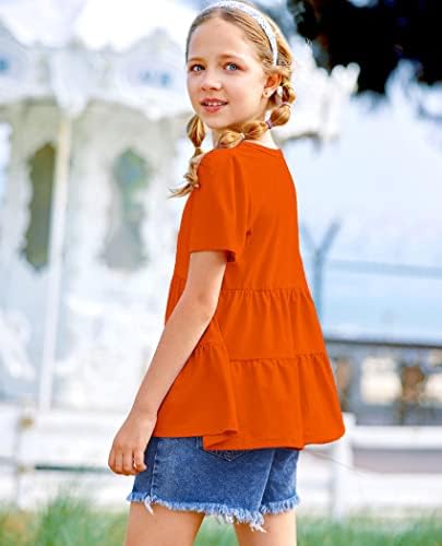 ארשינר ילדה של פפלום חולצות קצר שרוול חולצות עבור בנות מקרית טוניקת חולצות שכבות מכפלת בייבידול פפלום