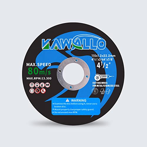 Kawallo 4-1/2 x3/64''X7/8 '' גלגלי חתך למטחנות זווית, מתכת וגלגלי ניתוק נירוסטה, חבילה של 10 גלגלים