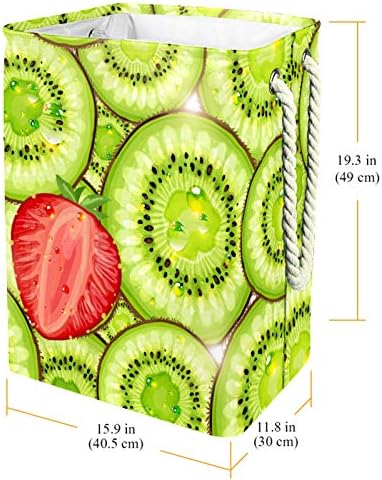 כביסת קיווי פירות תות דפוס מתקפל פשתן כביסה אחסון סל עם ידיות להסרה סוגריים גם מחזיק עמיד למים