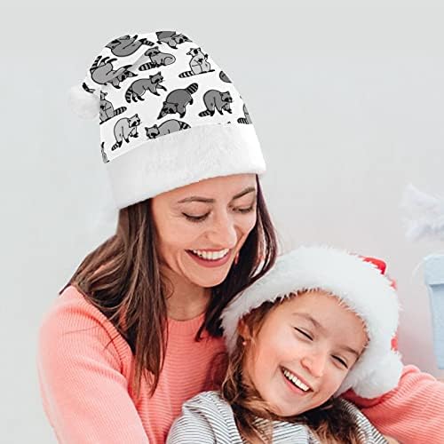 דביבון חיים מצחיק חג המולד כובע סנטה קלאוס כובעי קצר קטיפה עם לבן חפתים עבור חג המולד חג מסיבת אספקת