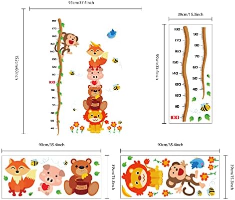40-180 סמ קריקטורה בעלי החיים גובה תרשים קוף צמיחת תרשימים שליט האריה גובה למדוד עץ גפן פרחי