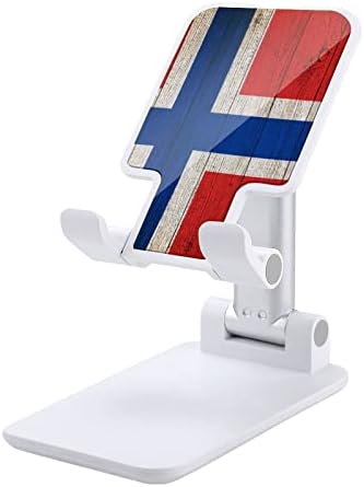 דגל וינטג 'דגל נורווגי רקע עץ טלפון סלולרי מתקפל עמדת טבליה מתכווננת מחזיק טבליה מתכווננת לבית