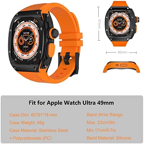 עבור Apple Watch Ultra 49 ממ נירוסטה מארז פס סיליקון רצועת מגן מחוספסת עבור IWatch Ultra 49
