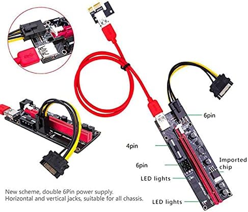 מחברים סט 4 חלקים USB 3.0 PCI-E RISER VER 009S EXPRESS 1X 4X 8X 16X מארח מתאם מתאם SATA 15PIN עד 6 PIN REACK