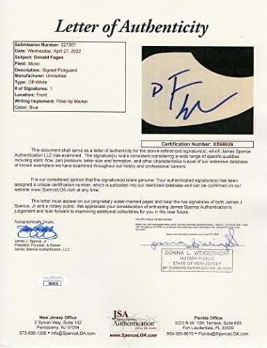 דונלד פייגן חתם על חתימה בגודל מלא גיטרה אקוסטית עם ג 'יימס ספנס אימות ג' יי. אס. איי קואה - סטילי