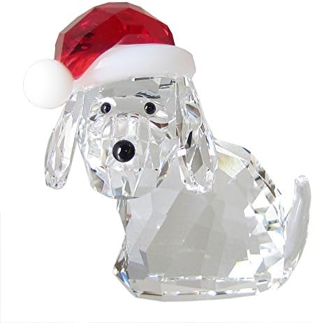 סברובסקי כלב עם פסלון הכובע של סנטה