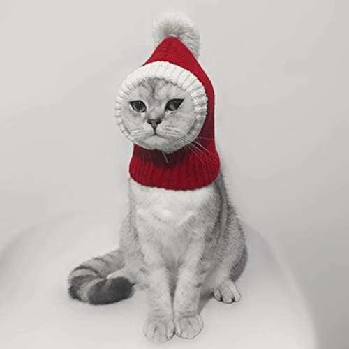פופטפופ כובע חג המולד של כלב חתול מצחיק - תלבושות חג מולד מקסימות לחיות מחמד לכלבים - חמוד סרוג חורף סנוד