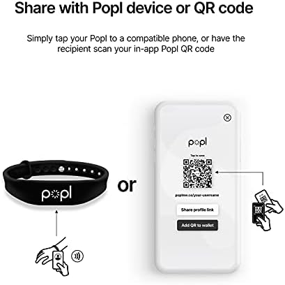 צמיד כף יד סיליקון מתכוונן של POPL - כרטיס ביקור דיגיטלי - צמיד NFC - שתף באופן מיידי פרטי קשר, מדיה חברתית,